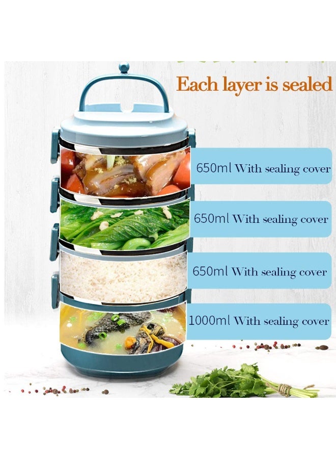 SANQIAHOME 3 Tier Stackable Stainless Steel Lunch Box Sealed(pink, 3 layers) with spoon and fork - Image 5
